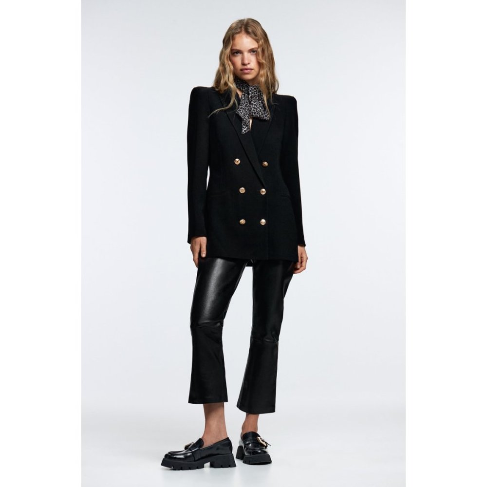 NWT Zara Shoulder Pad Double Breasted Blazer - Picture 6 of 11